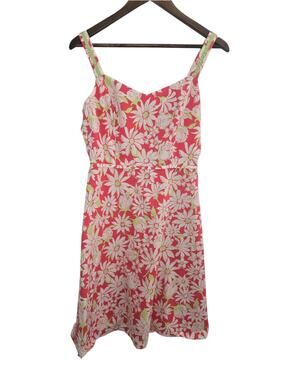 Talbots Petites Floral Sundress Size 6 Pink Sleeveless Fit & Flare Dress